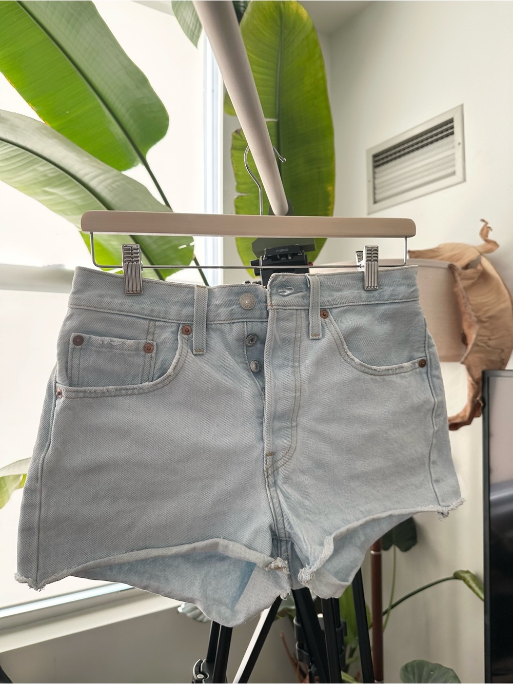 Levi's 501 Light Blue High-Rise Cutoff Denim Shorts
